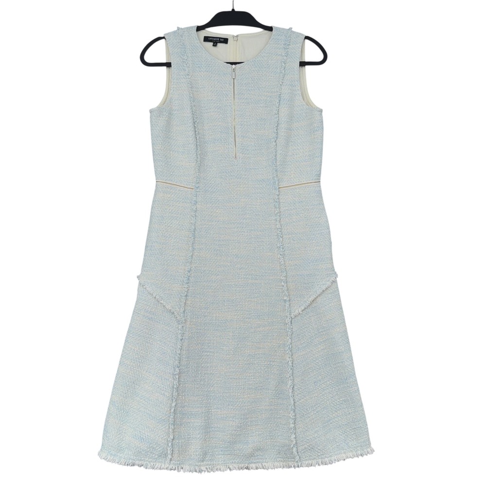 Lafayette 148 New York Women‎ Light Blue Adrian Tweed Zip Sheath Dress Size 4